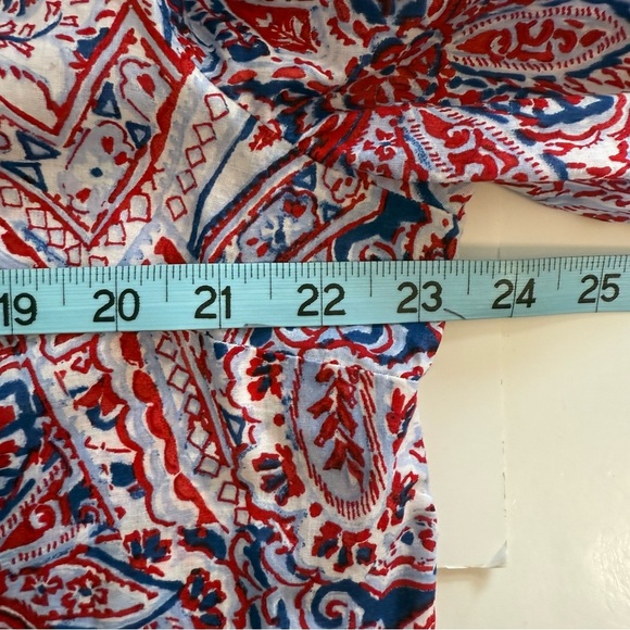 Talbots Red White Blue Paisley Long Sleeve Button Front Lightweight Blouse Top - Picture 11 of 11